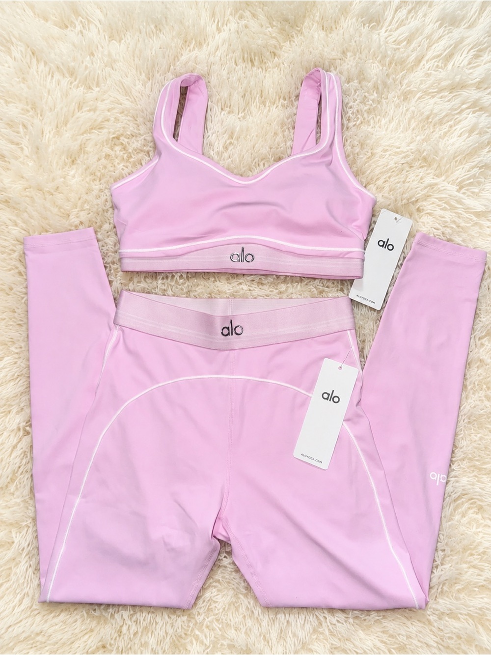 Alo Yoga Pink Activewear Set Women’s S Sports Bra & Leggings